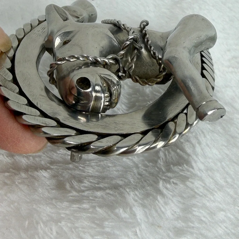 VTG Artisan 3D Horse‎ Horseshoe Belt Buckle Silver Tone Western Equestrian